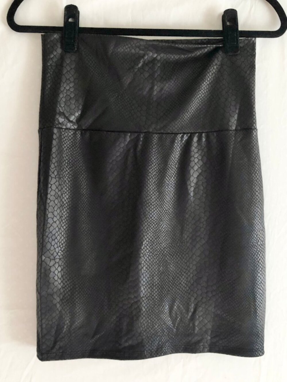 Black Faux Snakeskin Mini Skirt - Picture 3 of 4